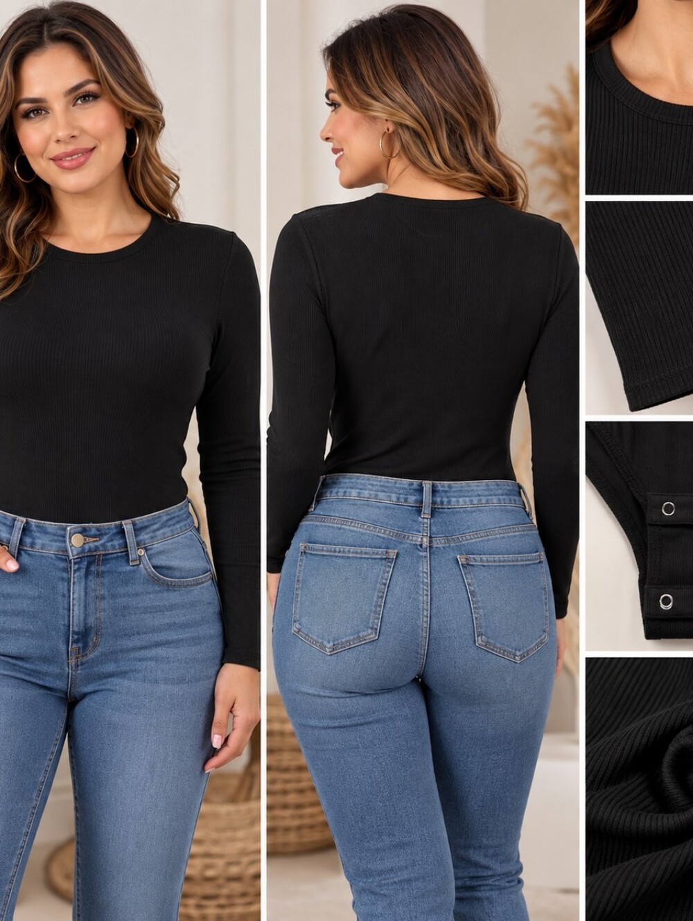 tahari women's black ribbed long sleeve bodysuit xxl nwt $98 retail